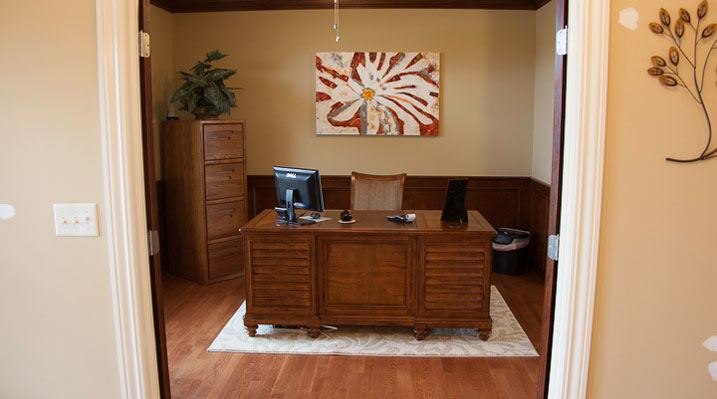 ICH Builders New Albany Ohio residence custom build looking through door into office area