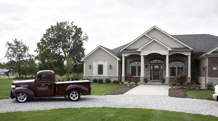 ICH Builders New Albany Ohio residence custom build front of house showing radius driveway