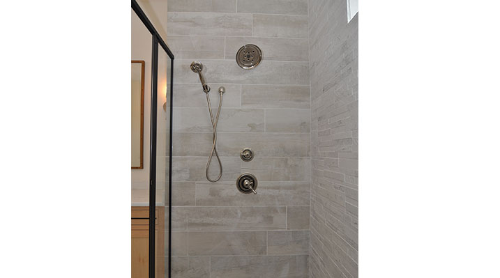 ICH Builders Dublin Ohio residence custom build interior of stand up shower showing tiling