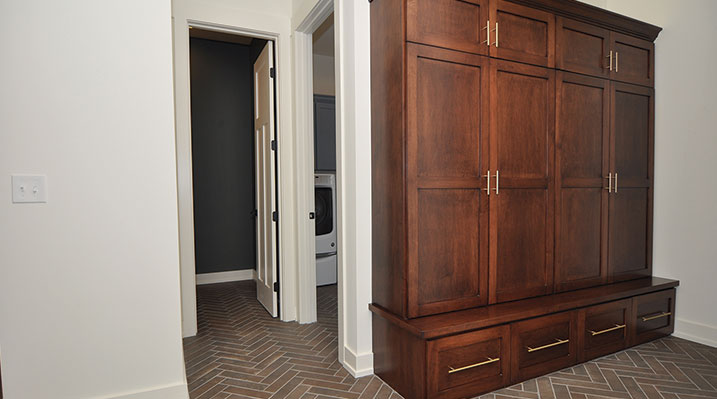 ICH Builders Dublin Ohio residence custom build mud room bench and drawers