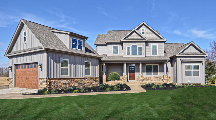 ICH Builders Berlin Ohio residence custom build showing the front of house and landscaping