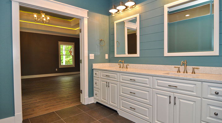 Iulianelli Custom Homes Lithopolis Ohio residence custom build another view of the master bathroom looking through the doors leading to the master bedroom