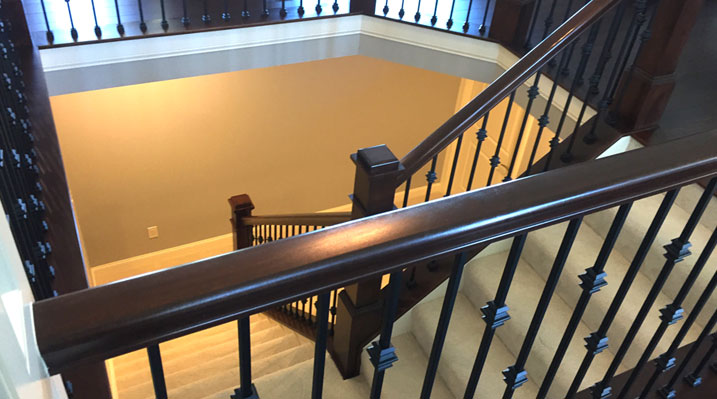 Iulianelli Custom Homes Hartford Model showing stairs leading down to the basement level