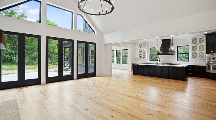 ICH Builders Canal Winchester Ohio residence custom build main room looking towards the rear sliding doors leading to back porch