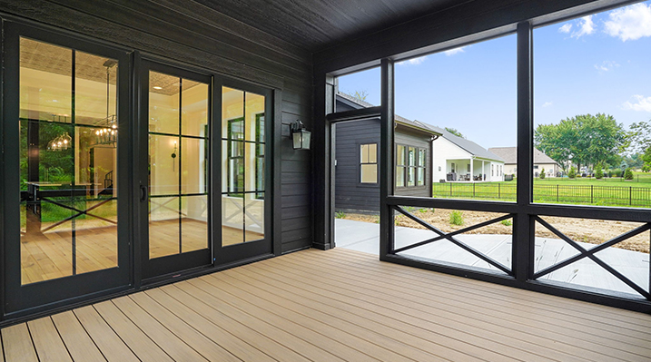 ICH Builders Canal Winchester Ohio residence custom build another view of the enclosed patio showing sliding black patio doors