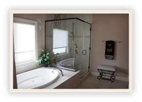 thumbnail image of Iulianelli Custom Homes New Albany Ohio custom home bathroom with oval bathtub and glassed enclosed shower