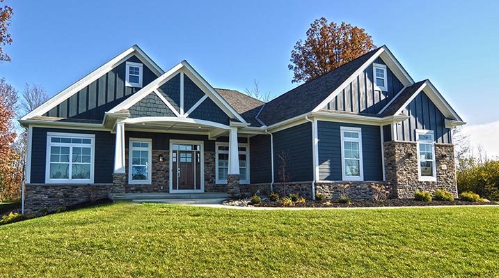 Iulianelli Custom Homes Madison Model showing front view with front yard