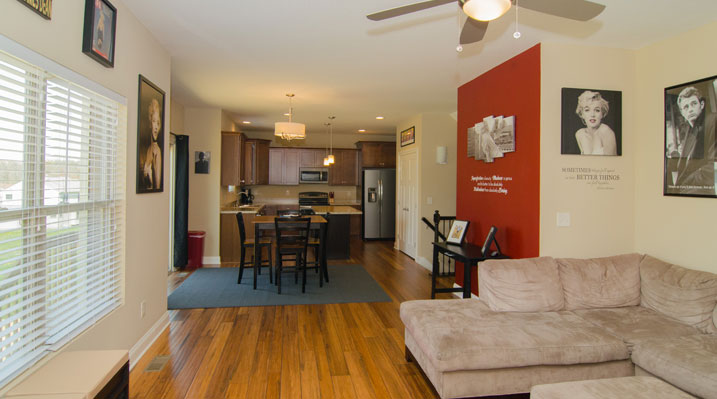 Iulianelli Custom Homes Belmont Model showing open kitchen, dining , and living areas