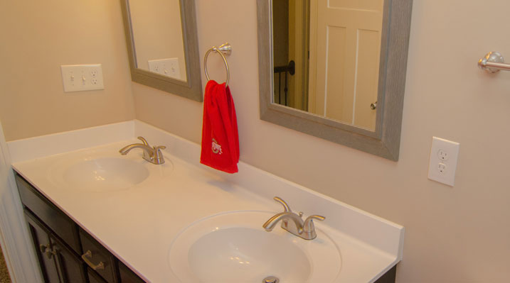 Iulianelli Custom Homes Belmont Model double vanity sink in bathroom