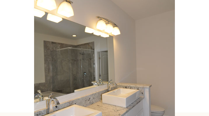Iulianelli Custom Homes Oakland Model double sink vanity in bathroom