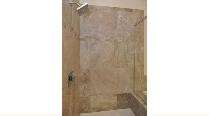 Iulianelli Custom Homes Oakland Model stand alone shower focusing on custom tile work