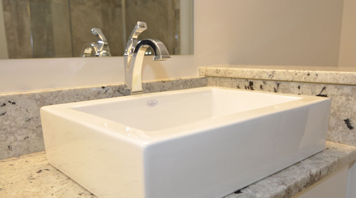 Iulianelli Custom Homes Oakland Model close up of sink and countertop in bathroom