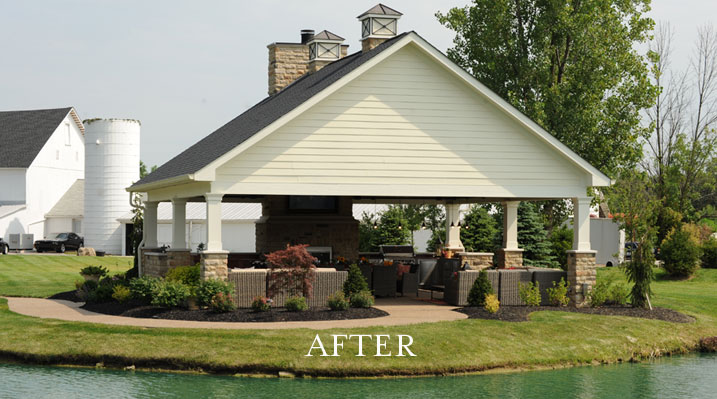 Iulianelli Custom Homes Pickerington Remodel backyard after the detached patio has been installed