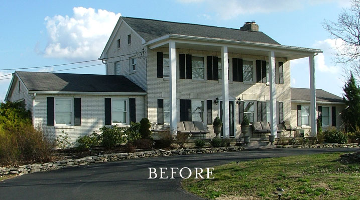 Iulianelli Custom Homes Pickerington Remodel front view of the house and driveway before remodeling